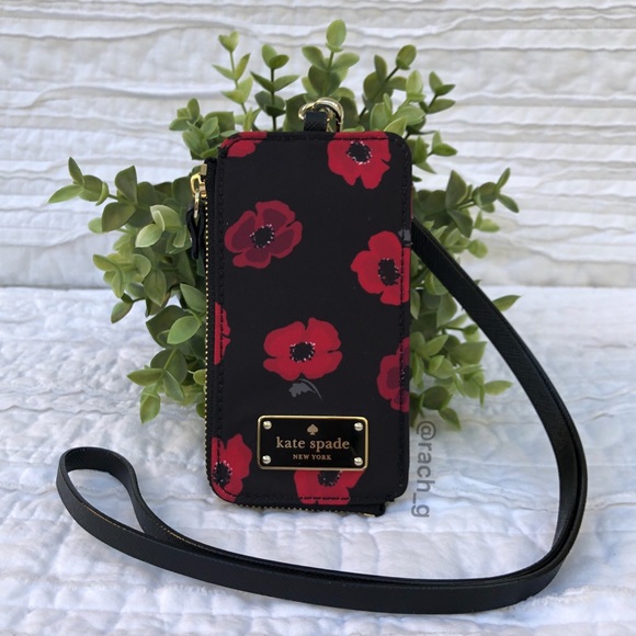 kate spade new york edria wilson road lanyard wallet black